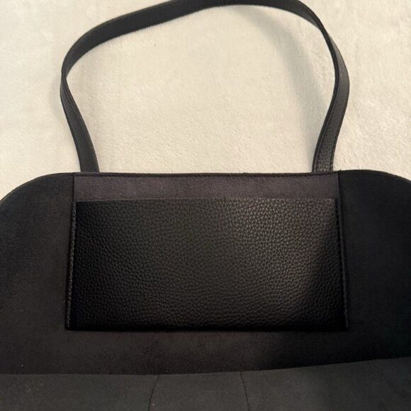 Vince Camuto Colorblock Black & Gray Pebbled Leather Tote Laptop Bag Purse - Picture 3 of 7